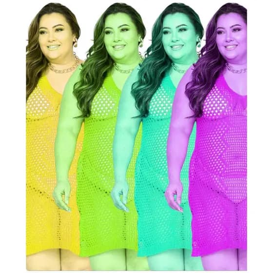 Kit 4 saídas de praia  saída de praia plus size gg e exg leve  fresquinha , tricot leve para o verão
