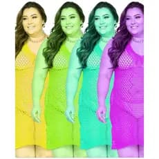 Kit 4 saídas de praia  saída de praia plus size gg e exg leve  fresquinha , tricot leve para o verão