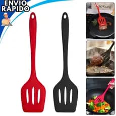 Kit 2 Espátulas de Silicone Vazada Chapeiro Antiaderente Cozinha e Restaurante