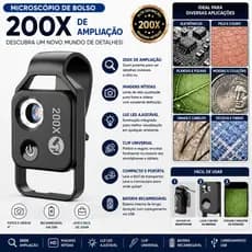 Mini Microscópio 200x Apexel Cpl Bolso Lupa Celular Tablet