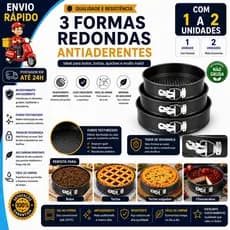 Formas de Bolo Fundo Removível Antiaderente 24cm 26cm e 28cm