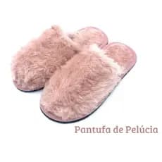 Pantufa de Pelúcia confortável, Chinelo Adulto com solado antiderrapante, Unissex, Pelúcia quentinha e térmica