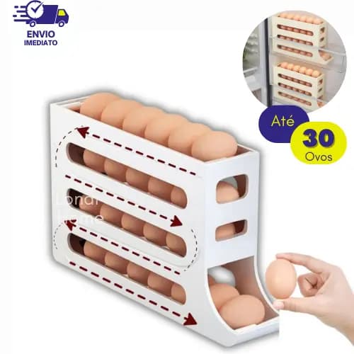 Porta Ovos 4 Andares Rolante  Suporte Para 30 Ovos Organizador Dispenser de Geladeira