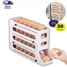Porta Ovos 4 Andares Rolante  Suporte Para 30 Ovos Organizador Dispenser de Geladeira