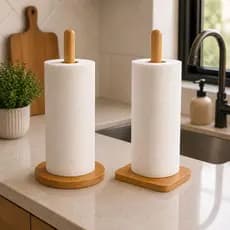 Suporte Porta Papel Toalha Bambu Mesa Cozinha