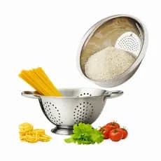 Escorredor de Massa + Lava Arroz Inox 2 Peças Kit