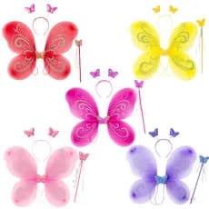 5/10 Kit Asa De Borboleta Fantasia Infantil Fada Varinha Tiara Com 3 Peças
