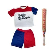 Roupa Infantil Fantasia Aniversário Arlequina Esquadrão + Taco Good Night