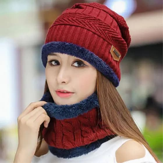 Touca e Cachecol Feminino e Masculino Unisex de Frio Quentinho Inverno Neve