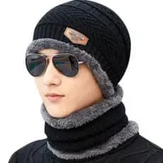 Kit Touca e Cachecol Masculino e Feminino com Pelinho Quentinho Inverno