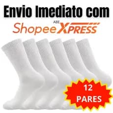 Meia Cano Alto Longo Branca Algodão Unisex Atacado Corrida Dia a Dia Confortavel