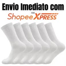 12 Pares de Meia Branca Adulto Esporte Corrida Dia a Dia Meia Algodão