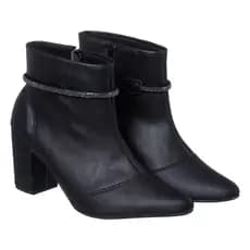 BOTA FEMININA DE SALTO BICO FINO COM STRASS LOLLA MARIA