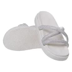 PAPETE FEMININA BIRKEN STRASS CRUZADO BRANCO LOLLA MARIA