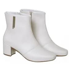 Bota Feminina Cano Curto Bico Quadrado Salto Bloco Confortável Inverno Elegante Lolla Maria