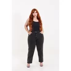 JK Calça Jeans Mom Básica Plus Size Cintura Alta Casual