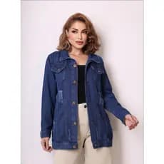JKMODA max jaqueta jeans manga longa \ Lançamento 2025 com barra moda feminina