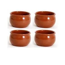 Kit 4 Cumbucas Refratarias Marrom 600ml Premium Feijoada