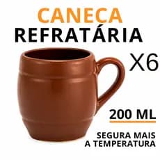 Kit 6 Canecas porcelana quentão festa junina 200ml Marrom Caldo De Feijão, Chá, Café