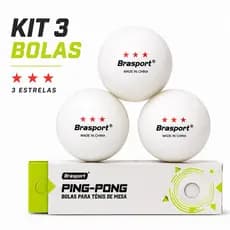 Kit 3 Bolas de Ping Pong Brasport Profissional Tênis de Mesa Alta Qualidade