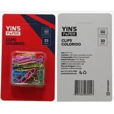 Clips de Papel Colorido Escritorio Escolar 33MM Caixa C/ 100 Unidades