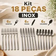 Kit Talheres Inox 18 Peças 6 Facas 6 Garfos 6 Colheres Jogo Completo Mesa Cozinha