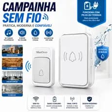 Campainha Domestica Sem Fio a Prova D água Campainha Residencial Comercial Sem Fio Tomada e a Pilha