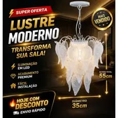 Lustre Folhinha 55cm LED Moderno Premium Sala de Luxo Iluminação Sofisticada Alto Padrão Decoração Elegante