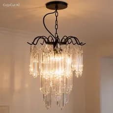 Lustre Pendente de Cristal Moderno LED Luxo Sala de Jantar Quarto Decoração Elegante Preto