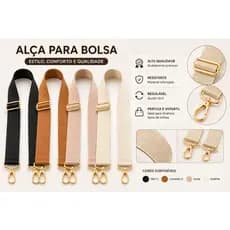 Alça Para Bolsa Transversal Poliéster 1,20 Metros com Mosquetão