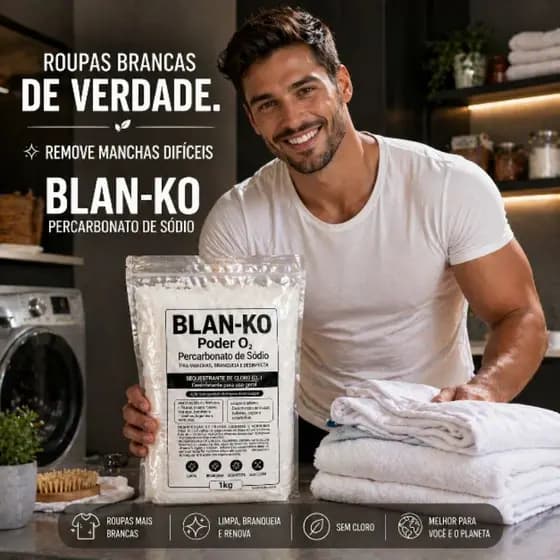 Blan-Ko Limpeza Multiuso para o Dia a Dia e Lavagem de Roupas Branco e Mais Branco