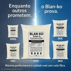 Blan-Ko Percarbonato de Sódio Branco Limpeza Multiuso Tira Manchas 500g a 1kg Escolha o Tamanho Ideal