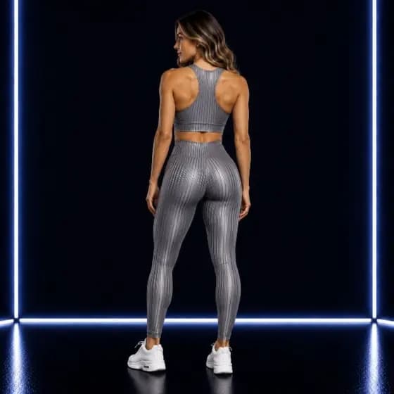 Kit Top + Calça Legging 3D Feminino Conjunto Esportivo Fitness, Conjunto Fitness Academia P ao Gg