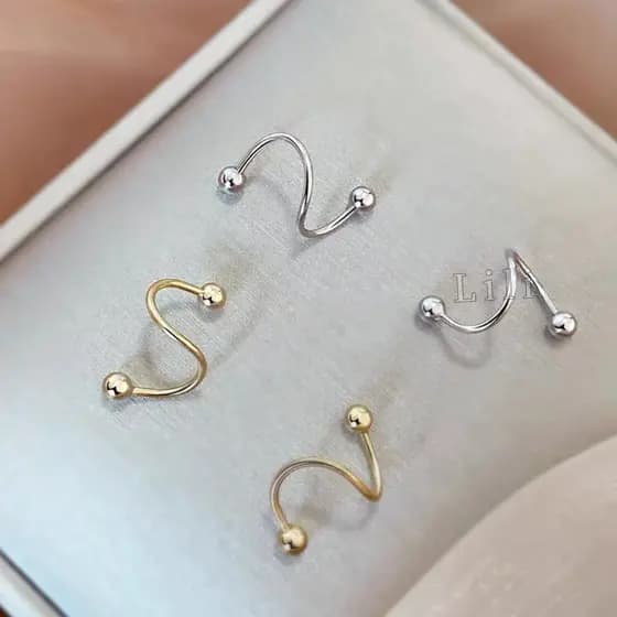 Kit 2 Piercing Twister Espiral Aço inox Boca, orelha, cartilagem, septo, Helix, nariz, tragus