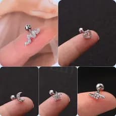 1Peca Percing Orelha  Aço inox Tragus Cartilagem Zircão