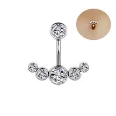 Piercing Umbigo  Banana Aço Inox Zircônia/Prata