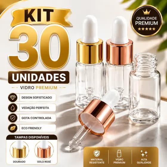 Kit 30 Conta Gotas Frasco Vidro 3ml Refil Embalagem Tubete Cosméticos Viagem Lembrancinhas Mimo