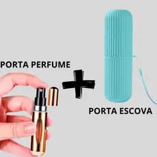 Kit Porta Escovas de Dentes + Porta Perfume Frasco Spray Carregar na Bolsa