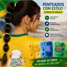 Brasil Copa do Mundo Kit 150 Elástico de Cabelo Cores do Xuxinhas Rabicó Feminino Torcedor