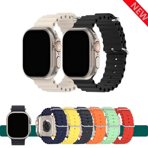 Pulseira Oceano Silicone Para Smart Watch Smartwatch e Iwo 38mm 40mm 41mm 42mm 44mm 45mm 49mm Ultra serie 8