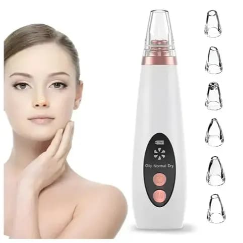 Removedor de acne e Cravos Aparelho para Limpeza de pele 6 Ponteiras p/ todo tipo de pele com extração eficaz e indolor