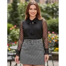 Blusa Feminina Manga Longa Social Elegante Estilosa Moda Evangélica Ref43