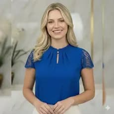 Blusinha Feminina Manga Curta Social com renda Elegante