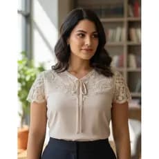 Blusa Feminina Social Manga Curta Moda Evangelica Elegante Crepe Cod221