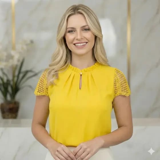 Blusa Feminina Elegante com renda Social Blusinhas Femininas