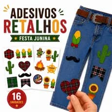 Adesivo Para Roupa Festa Junina Retalho Remendo 16 Adesivos