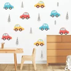 Adesivo De Parede Infantil Carros Coloridos Pista Quarto Menino Cc2