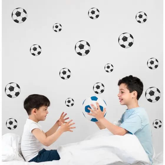 Kit 43 Bolinhas de Futebol Adesivo de Parede Decoração - Bola