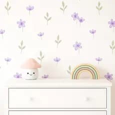 Kit Adesivos de Parede Flores Flor e Ramos Quarto de Bebê Infantil Florzinha Lilás