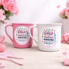 KIT 10 CANECAS DEUS NÃO QUER MULHERES PERFEITAS LEMBRANCINHA IGREJA EVANGÉLICA MULHERES CRISTÃ MIMO